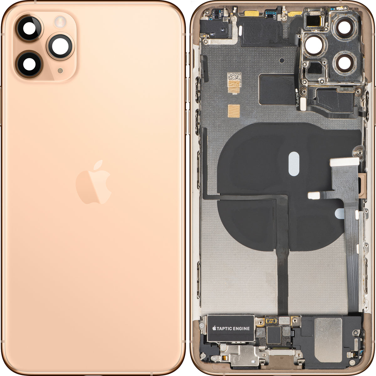Batteridæksel Apple iPhone 11 Pro Max, med midterhus, komplette dele, guld (mat guld), premium swap
