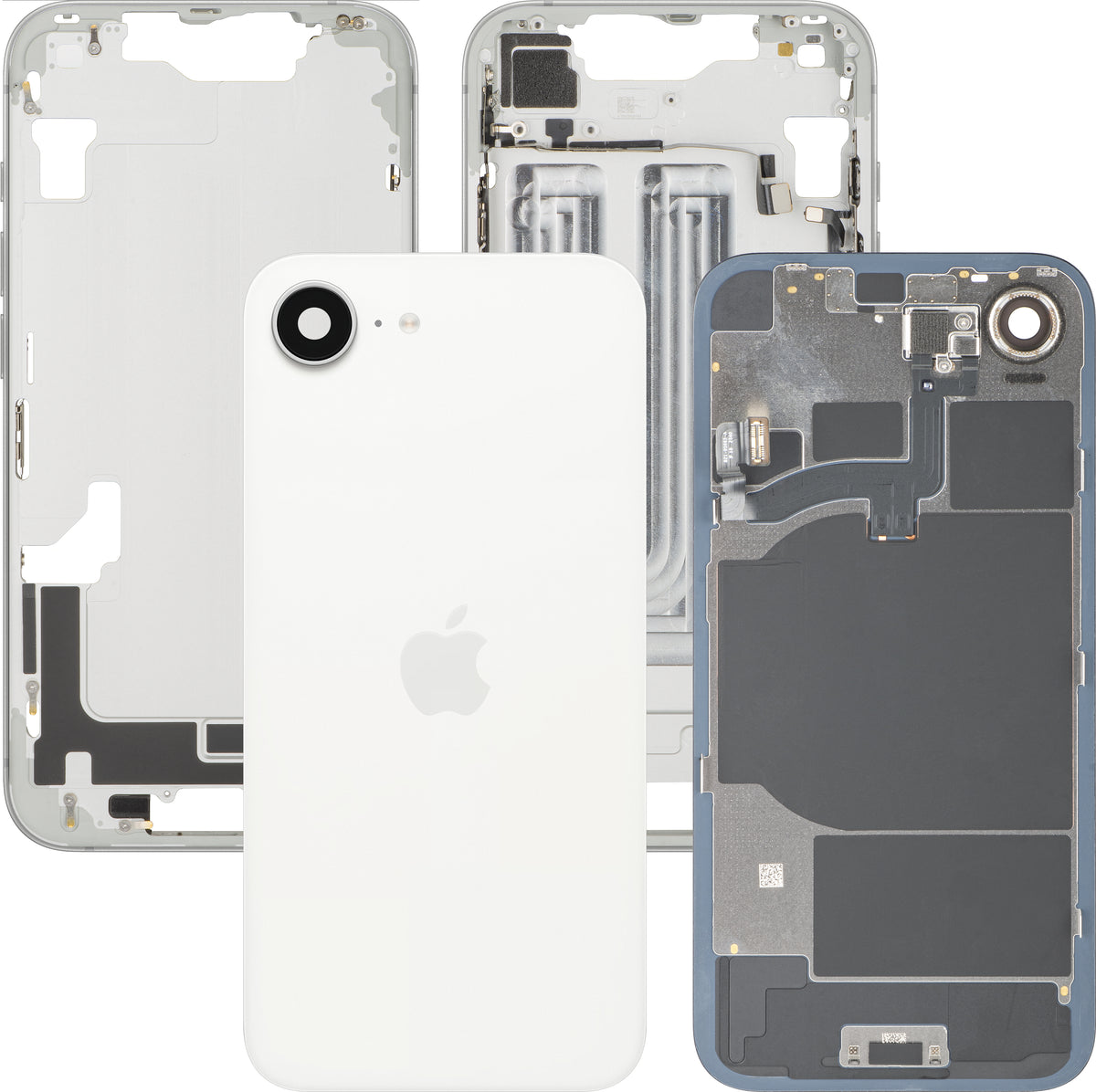 Batteridæksel Apple iPhone 16e, med midterhus, hvid, Swap Premium