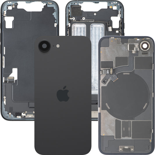 Batteridæksel Apple iPhone 17e, med midterhus, komplette dele, sort, premium swap
