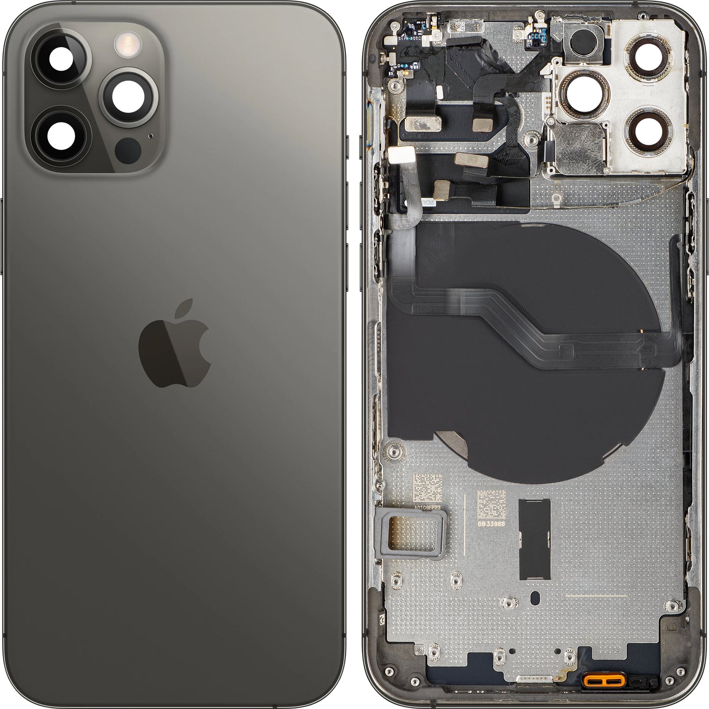 Batteridæksel kompatibelt med Apple iPhone 12 Pro, Med Midterkabinet, Sort