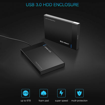 UGREEN US221 rack til HDD / SSD SATA 2,5 tommer, USB 3.0, Sort