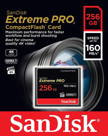 CompactFlash hukommelseskort SanDisk Extreme Pro, 256Gb, UDMA 7 SDCFXPS-256G-X46