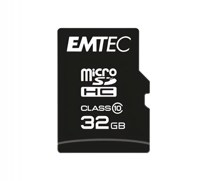 Emtec C10 Classic microSDHC Memory Card, 32Gb, Class 10, With Card Reader and Adapter ECMSDM32GHC10CGRA2