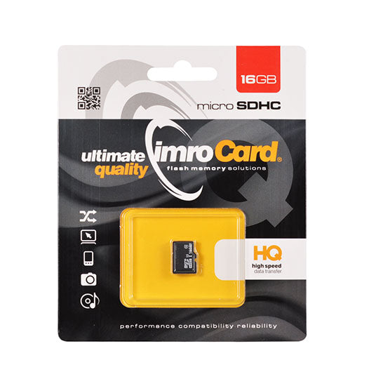 MicroSDHC hukommelseskort Imro, 16Gb, Klasse 10 / UHS-1 U1