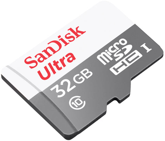 SanDisk Ultra microSDHC hukommelseskort, 32Gb, Klasse 10, med adapter SDSQUNR-032G-GN3MA
