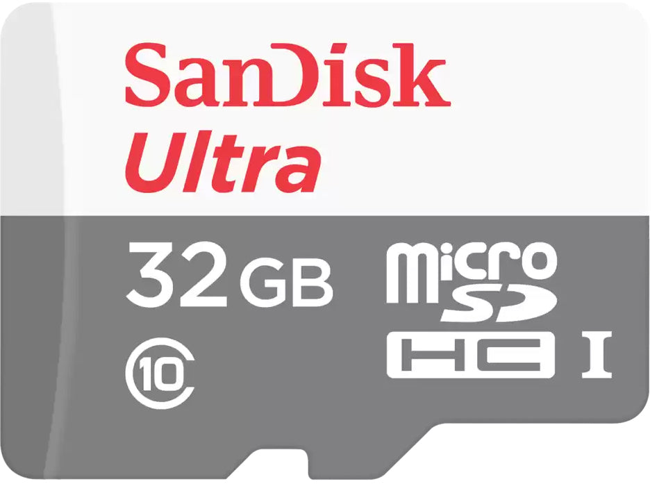 SanDisk Ultra microSDHC hukommelseskort, 32Gb, Klasse 10, med adapter SDSQUNR-032G-GN3MA