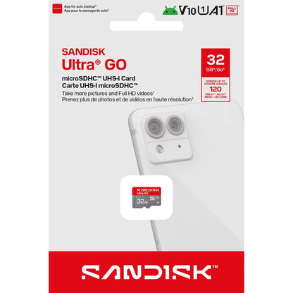SanDisk Ultra GO Android A1 microSDHC hukommelseskort, 32GB, Klasse 10 / UHS-1 U1 SDSQUGN-032G-GN6MN