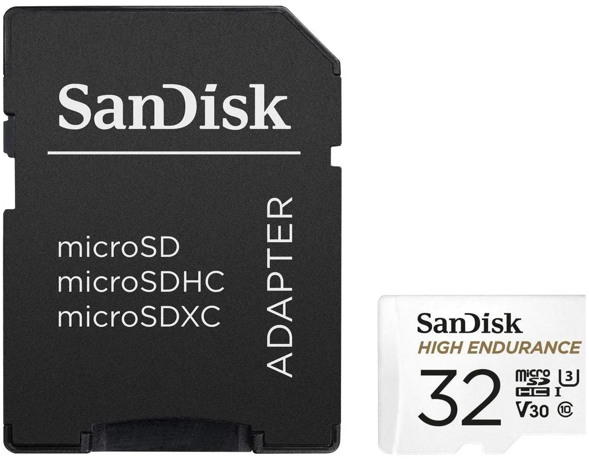 SanDisk High Endurance microSDHC hukommelseskort, 32Gb, Klasse 10 / UHS-1 U3, med adapter SDSQQNR-032G-GN6IA