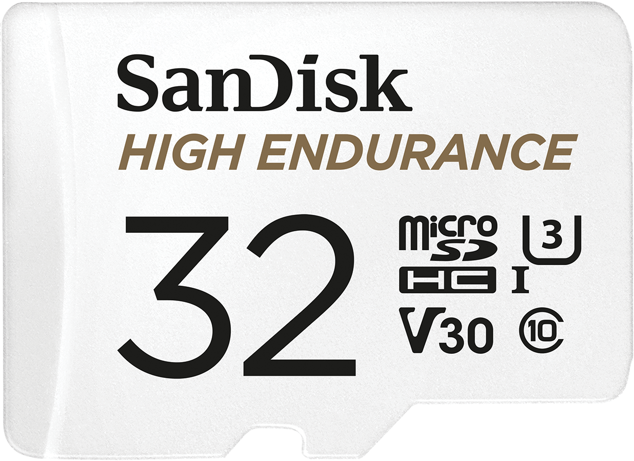 SanDisk High Endurance microSDHC hukommelseskort, 32Gb, Klasse 10 / UHS-1 U3, med adapter SDSQQNR-032G-GN6IA