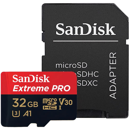 Hukommelseskort microSDHC SanDisk Extreme Pro, 32Gb, Klasse 10 / UHS-1 U3, Med Adapter SDSQXCG-032G-GN6MA