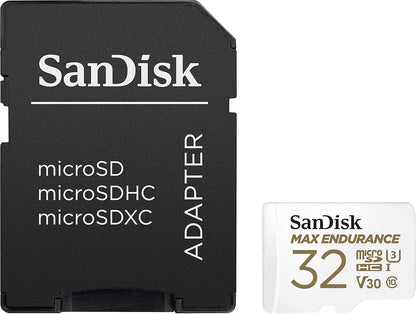 SanDisk MAX Endurance microSDHC Memory Card, 32Gb, Class 10 / UHS-1 U3, With Adapter SDSQQVR-032G-GN6IA