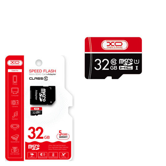 microSDHC XO Design Speed Flash hukommelseskort, 32Gb, Klasse 10 / UHS-1 U3, med adapter