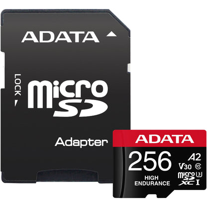 Hukommelseskort microSDXC Adata High Endurance, 256Gb, Klasse 10 / UHS-1 U3, Med Adapter AUSDX256GUI3V30SHA2-RA1