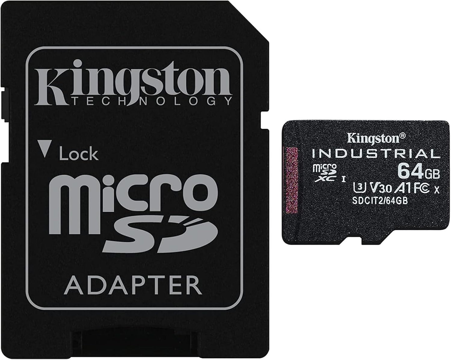 Kingston Industrial microSDXC Memory Card, 64Gb, Class 10 / UHS-1 U3, With Adapter SDCIT2/64GB