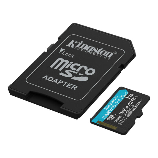 Kingston Canvas Go Plus Android A2 microSDXC hukommelseskort, 1TB, Klasse 10 / UHS-1 U3, med adapter ‎SDCG4/1TB