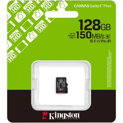 Kingston Canvas Select Plus Android A1 microSDXC hukommelseskort, 128Gb, Klasse 10 / UHS-1 U1 SDCS3/128GBSP