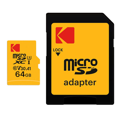 Kodak Ultra Performance microSDXC hukommelseskort, 64Gb, Klasse 10 / UHS-1 U3, med adapter EKMSDM64GXC10HPRK