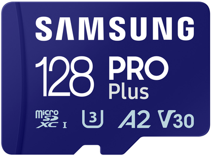 Samsung PRO Plus microSDXC hukommelseskort, 128Gb, Klasse 10 / UHS-1 U3, med adapter MB-MD128SA/EU