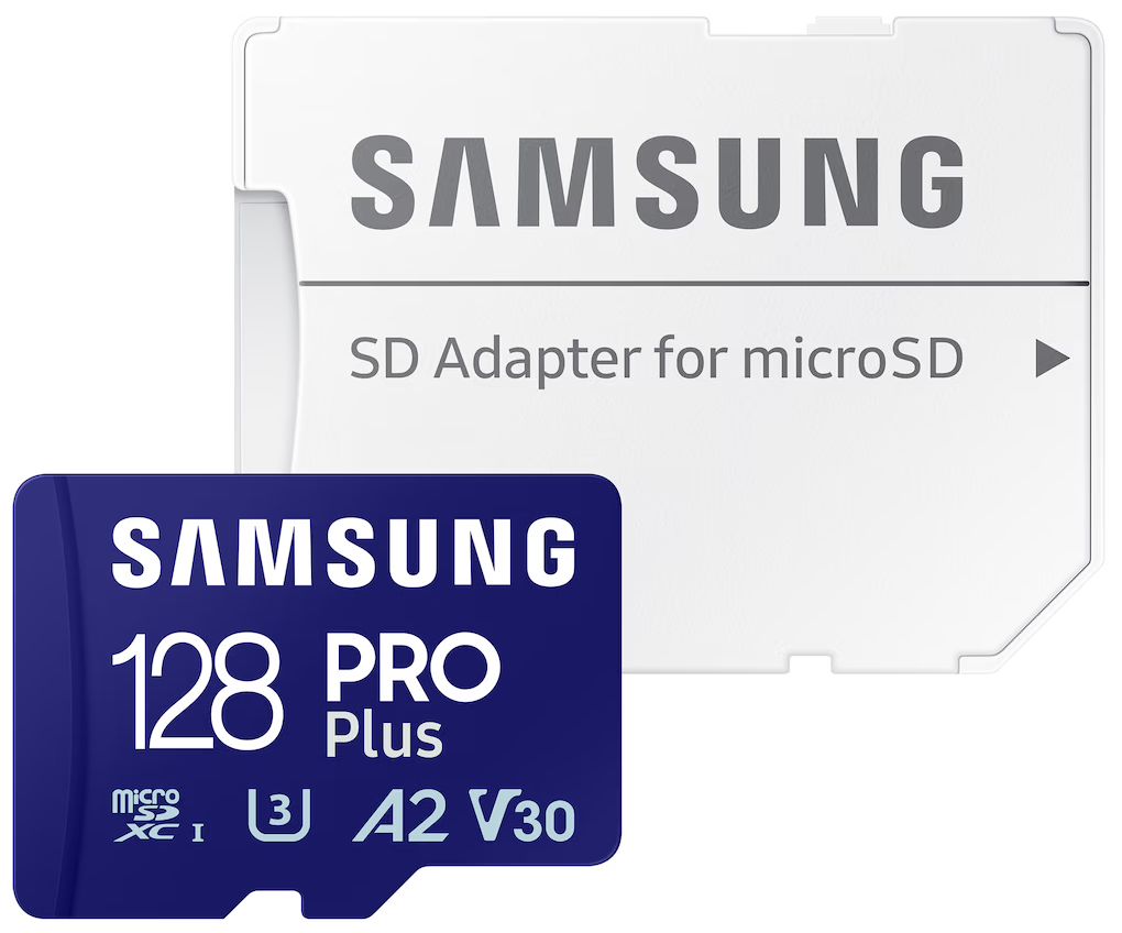 Samsung PRO Plus microSDXC hukommelseskort, 128Gb, Klasse 10 / UHS-1 U3, med adapter MB-MD128SA/EU