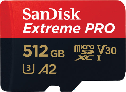 Hukommelseskort microSDXC SanDisk Extreme Pro, 512Gb, Klasse 10 / UHS-1 U3, Med Adapter SDSQXCD-512G-GN6MA