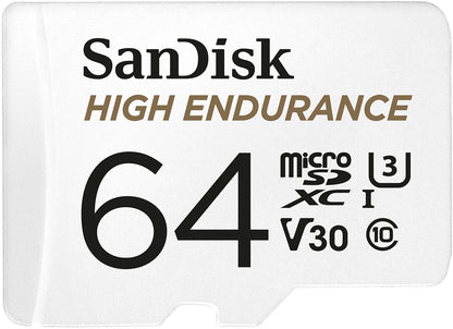 SanDisk High Endurance microSDXC hukommelseskort, 64Gb, Klasse 10 / UHS-1 U3, med adapter SDSQQNR-064G-GN6IA