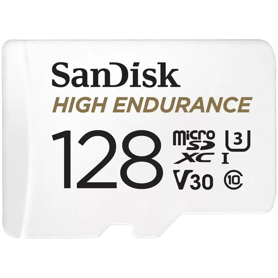SanDisk High Endurance microSDXC hukommelseskort, 128Gb, Klasse 10 / UHS-1 U3, med adapter SDSQQNR-128G-GN6IA