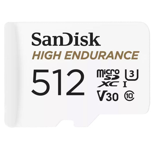 SanDisk High Endurance microSDXC hukommelseskort, 512Gb, Klasse 10 / UHS-1 U3, med adapter SDSQQNR-512G-GN6IA