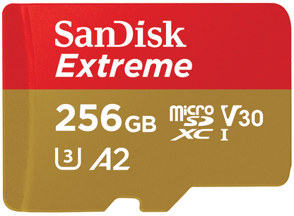 SanDisk Extreme microSDXC hukommelseskort, 256Gb, Klasse 10 / UHS-1 U3 SDSQXAV-256G-GN6MN