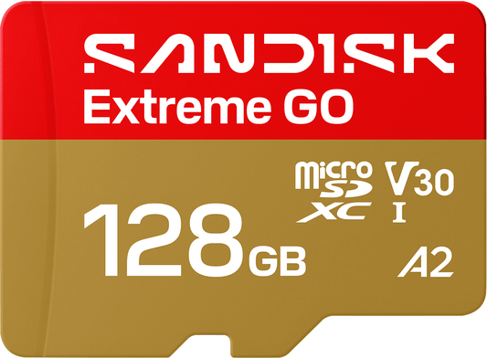microSDXC SanDisk Extreme GO Android A2 hukommelseskort, 128Gb, Klasse 10 / UHS-1 U1 SDSQXGN-128G-GN6MN