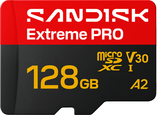 SanDisk Extreme Pro A2 microSDXC hukommelseskort, 128GB, Klasse 10 / UHS-1 U3, med adapter SDSQXCJ-128G-GS6MA