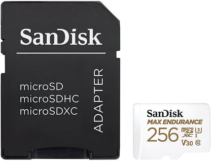 SanDisk High Endurance microSDXC Memory Card, 256Gb, Class 10 / UHS-1 U3, With Adapter SDSQQNR-256G-GN6IA