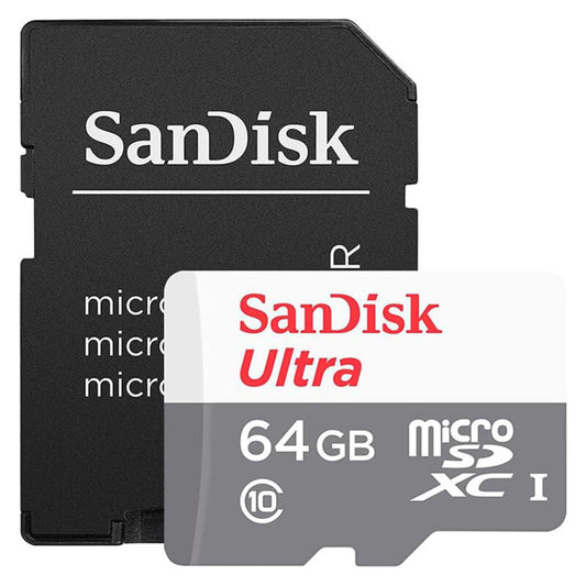 SanDisk Ultra microSDXC hukommelseskort, 64GB, Klasse 10, med adapter SDSQUNR-064G-GN6TA
