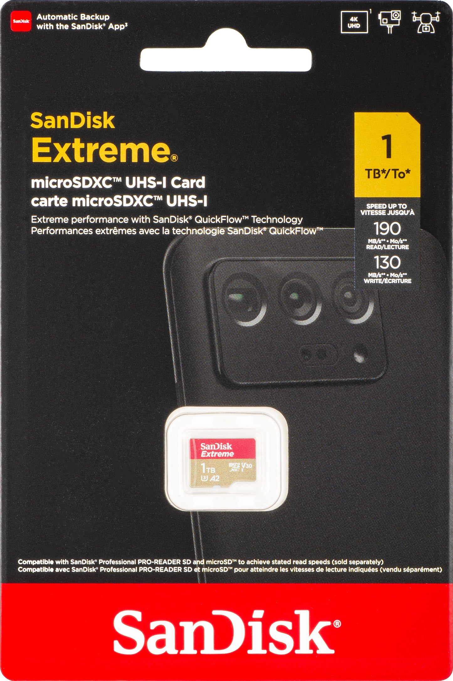 SanDisk Extreme microSDXC hukommelseskort, 1TB, Klasse 10 / UHS-1 U3 SDSQXAV-1T00-GN6MN