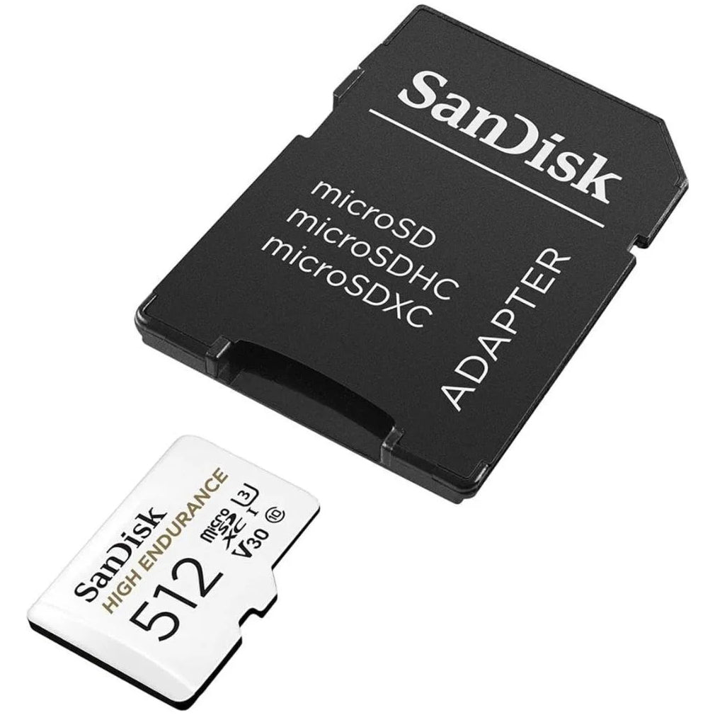 SanDisk High Endurance microSDXC hukommelseskort, 512Gb, Klasse 10 / UHS-1 U3, med adapter SDSQQNR-512G-GN6IA