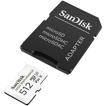 SanDisk High Endurance microSDXC hukommelseskort, 512Gb, Klasse 10 / UHS-1 U3, med adapter SDSQQNR-512G-GN6IA