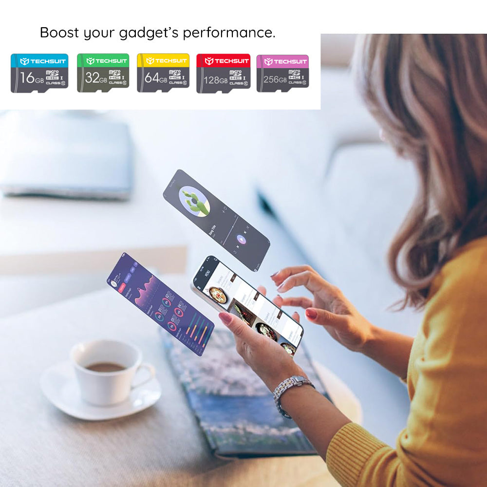 Techsuit microSDXC hukommelseskort THCM27, 256Gb, Klasse 6, med adapter