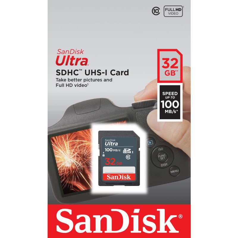 SDHC-hukommelseskort SanDisk Ultra, 32Gb, Klasse 10 SDSDUNR-032G-GN3IN