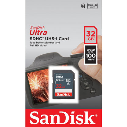 SDHC-hukommelseskort SanDisk Ultra, 32Gb, Klasse 10 SDSDUNR-032G-GN3IN