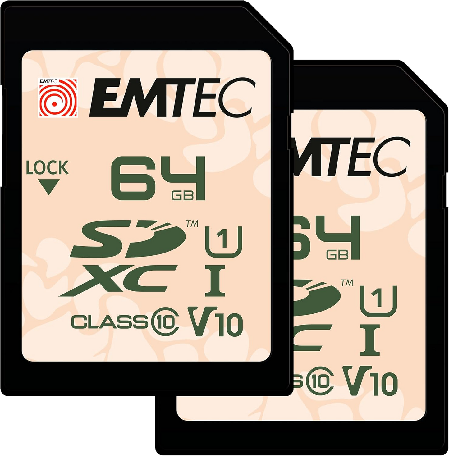 SDXC Hukommelseskort Emtec Rugged Outdoor, 64Gb, Klasse 10 / UHS-1 U1, Sæt med 2 stk. ECMSD64GXCU1ORP2