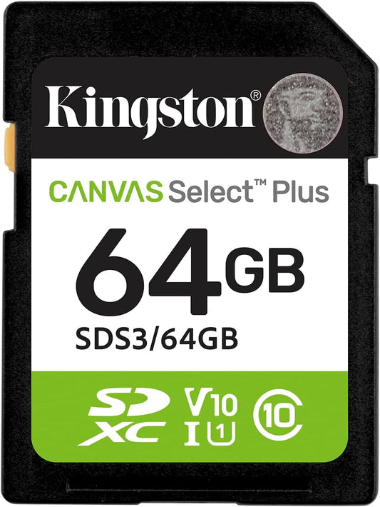 SDXC-hukommelseskort Kingston Canvas Select Plus, 64Gb, Klasse 10 / UHS-1 U1 SDS3/64GB