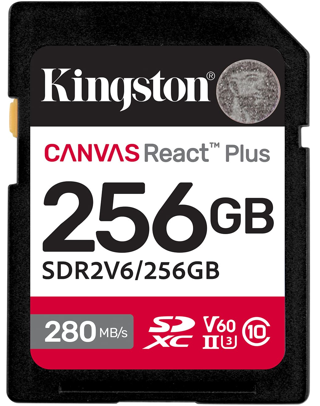 SDXC-hukommelseskort Kingston Canvas React Plus, 256Gb, Klasse 10 / UHS-2 U3 SDR2V6/256GB