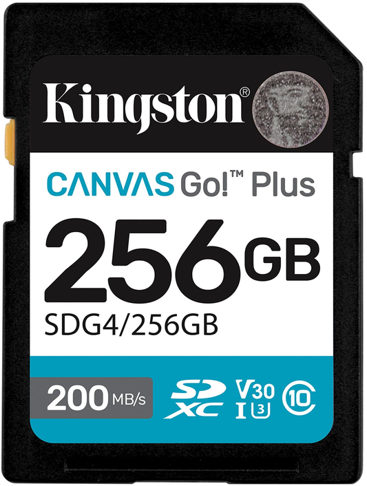 SDXC Kingston Canvas Go Plus hukommelseskort, 256Gb, Klasse 10 / UHS-1 U3 SDG4/256GB