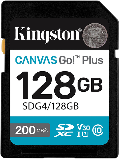 SDXC hukommelseskort Kingston Canvas Go Plus, 128Gb, Klasse 10 / UHS-1 U3 SDG4/128GB