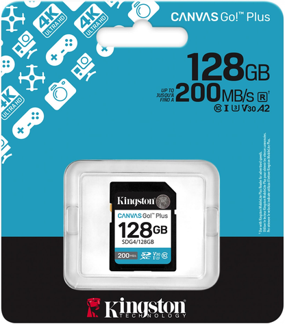 SDXC hukommelseskort Kingston Canvas Go Plus, 128Gb, Klasse 10 / UHS-1 U3 SDG4/128GB