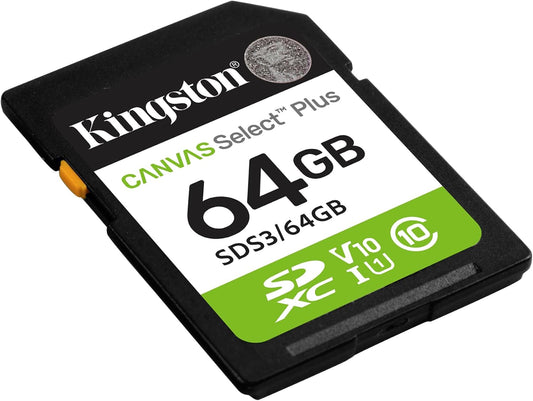 SDXC-hukommelseskort Kingston Canvas Select Plus, 64Gb, Klasse 10 / UHS-1 U1 SDS3/64GB
