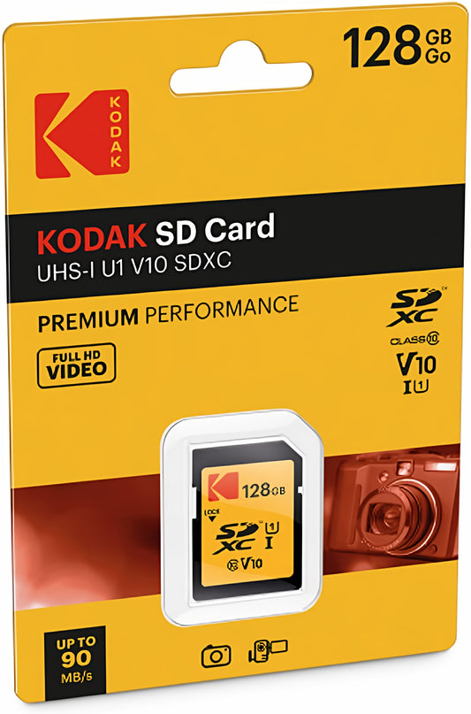 SDXC hukommelseskort Kodak Premium Performance, 128Gb, Klasse 10 / UHS-1 U1 EKMSD128GXC10K