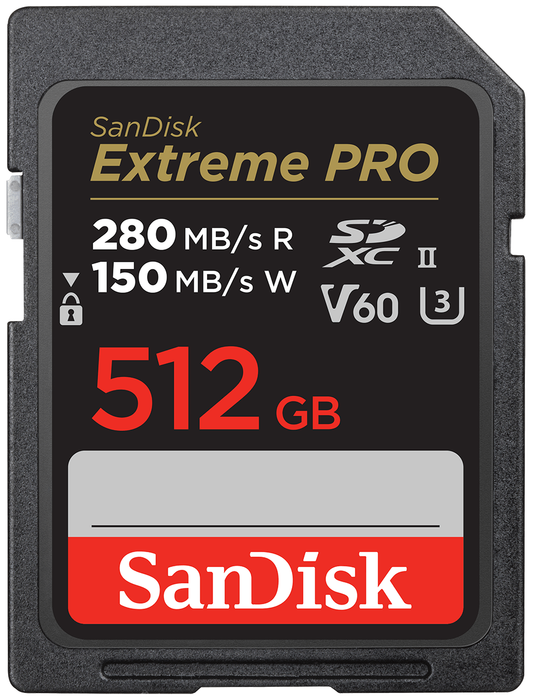 SDXC SanDisk Extreme Pro hukommelseskort, 512Gb, Klasse 10 / UHS-2 U3 SDSDXEP-512G-GN4IN