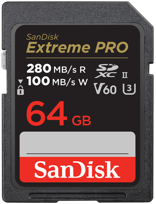 SDXC SanDisk Extreme Pro hukommelseskort, 64Gb, Klasse 10 / UHS-2 U3 SDSDXEP-064G-GN4IN
