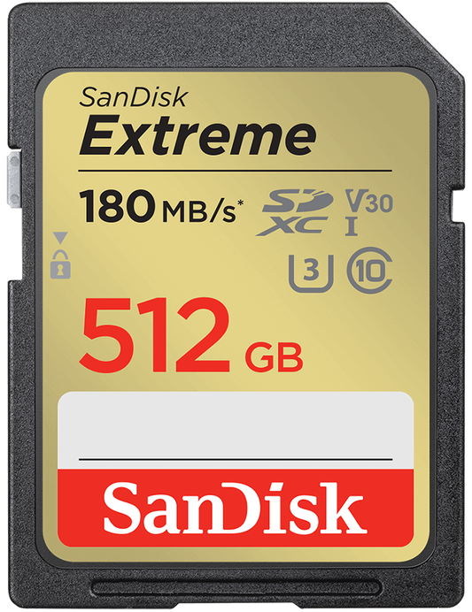 SanDisk Extreme SDXC Hukommelseskort, 512Gb, Klasse 10 / UHS-1 U3 SDSDXVV-512G-GNCIN