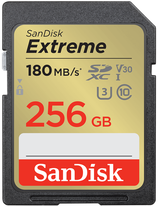 SanDisk Extreme SDXC hukommelseskort, 256Gb, Klasse 10 / UHS-1 U3 SDSDXVV-256G-GNCIN